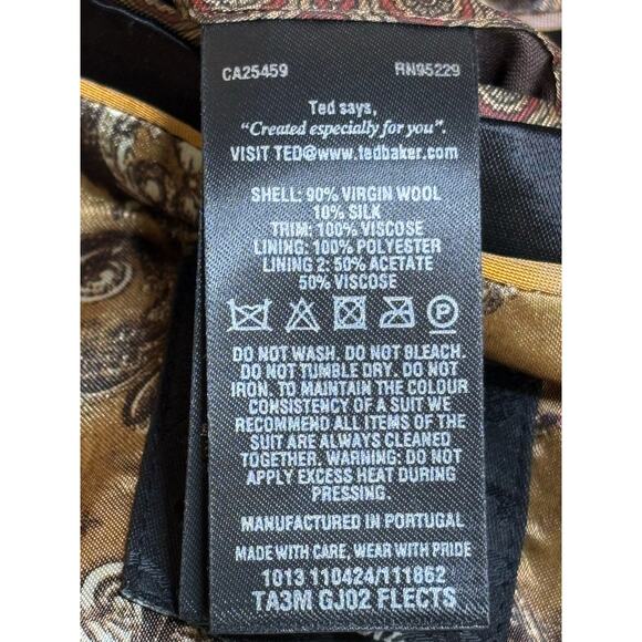 Ted Baker Fashion Charcoal Wool Silk Shawl Collar Blazer 44R - Picture 4 of 9